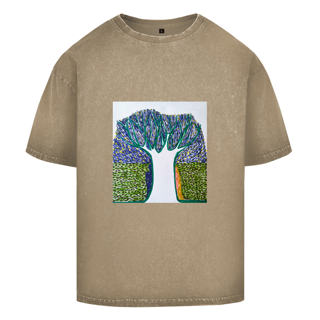 Oversize Washed T-Shirt WHITE TREE