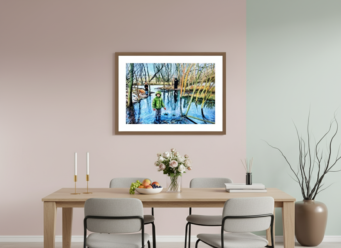 58 x 40 cm, PHOTO PRINT ON FUJIFLEX HIGH GLOSS -20MM WALNUT FRAME WINTER