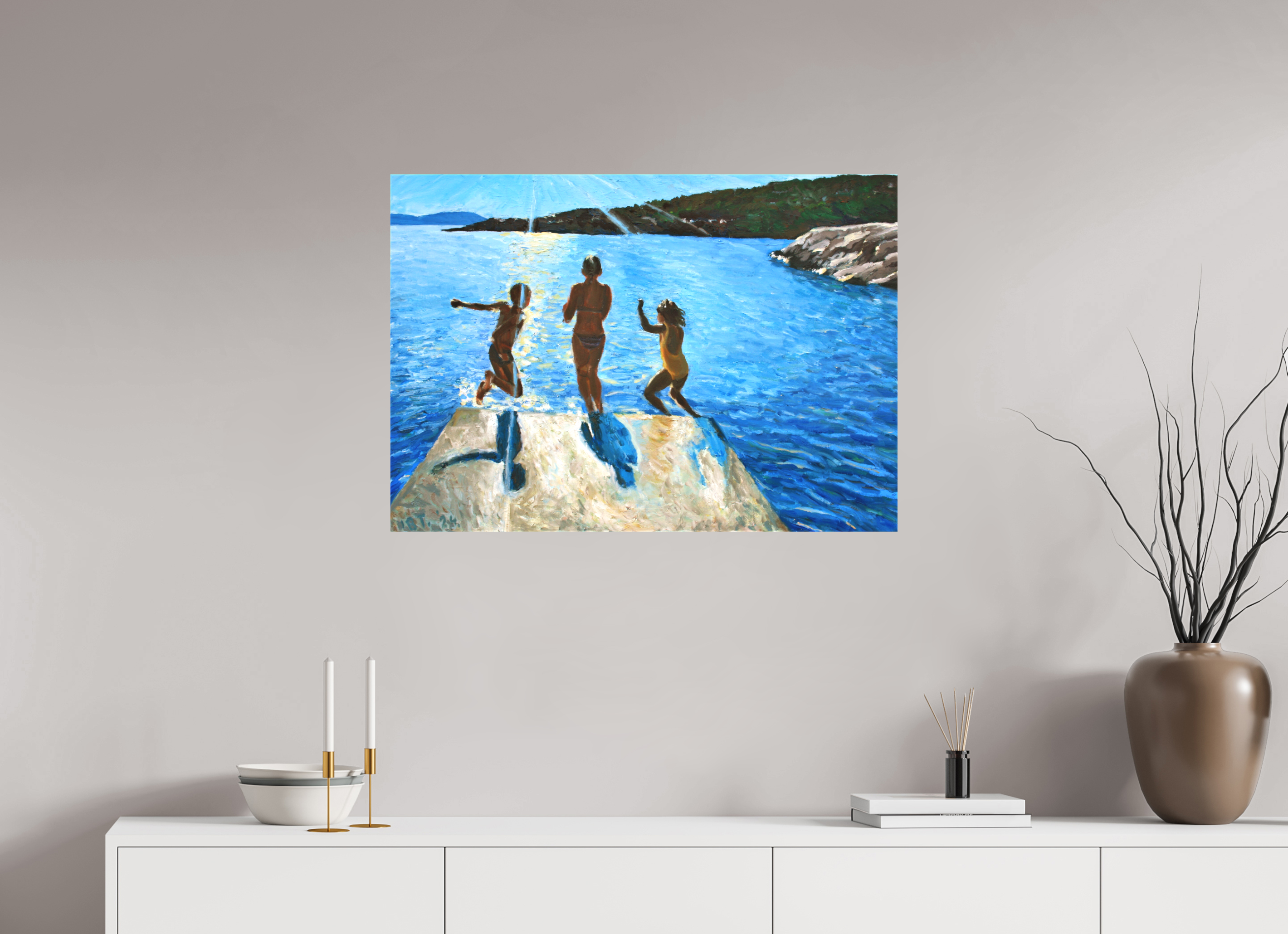 85.6 x 60 cm, Matte Canvas on Stretcher Frame THE JUMP