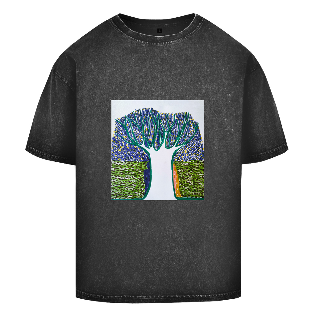 Oversize Washed T-Shirt WHITE TREE