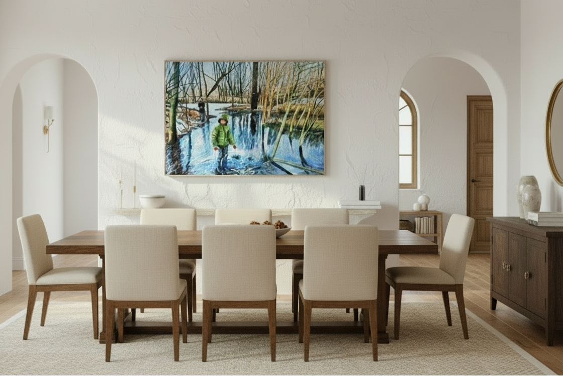 58 x 40 cm, solid wood art box- natural oak winter