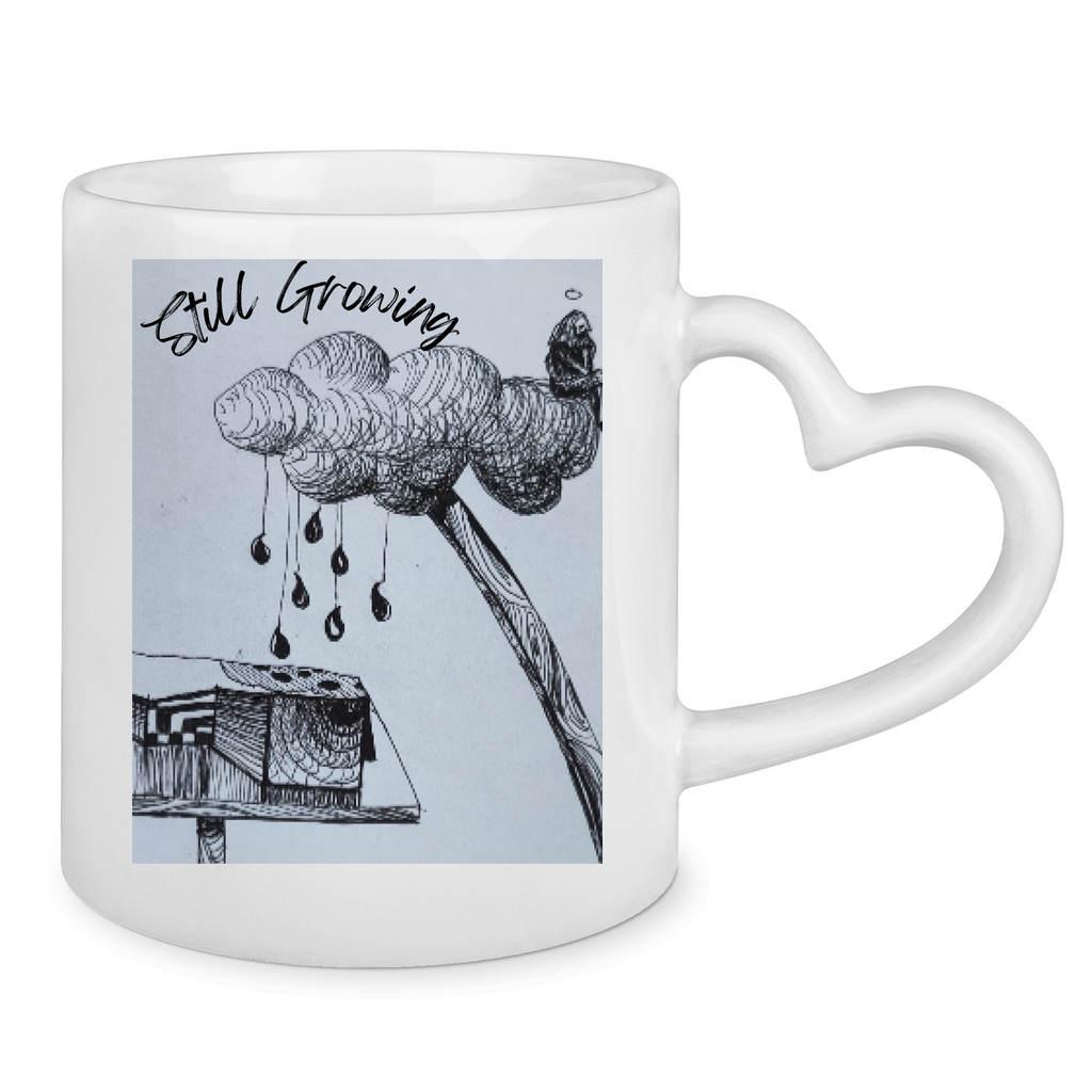 Cup with heart handle- Rain