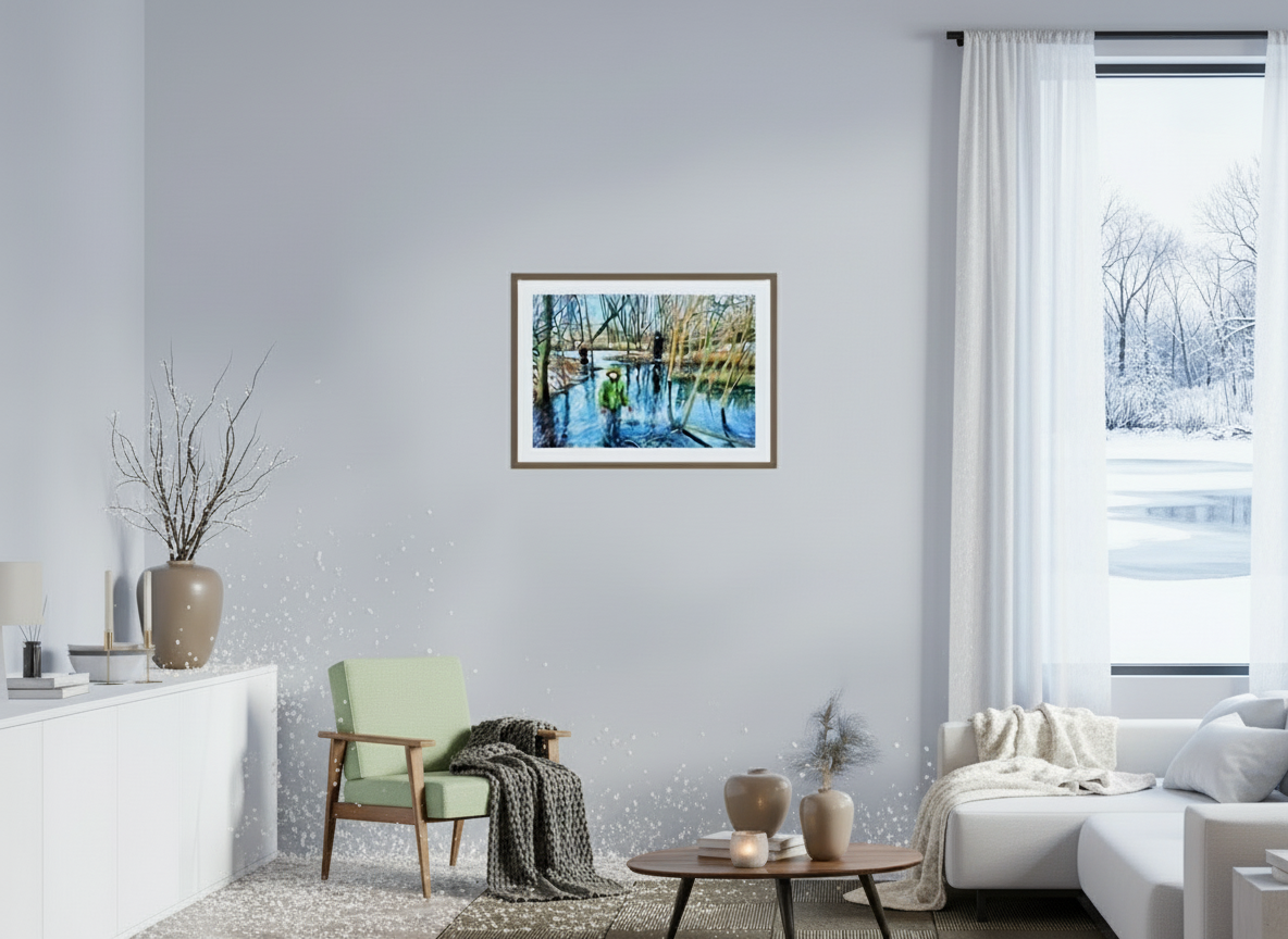 72.5 x 50 cm, PHOTO PRINT ON FUJIFLEX HIGH GLOSS -20MM WALNUT FRAME WINTER