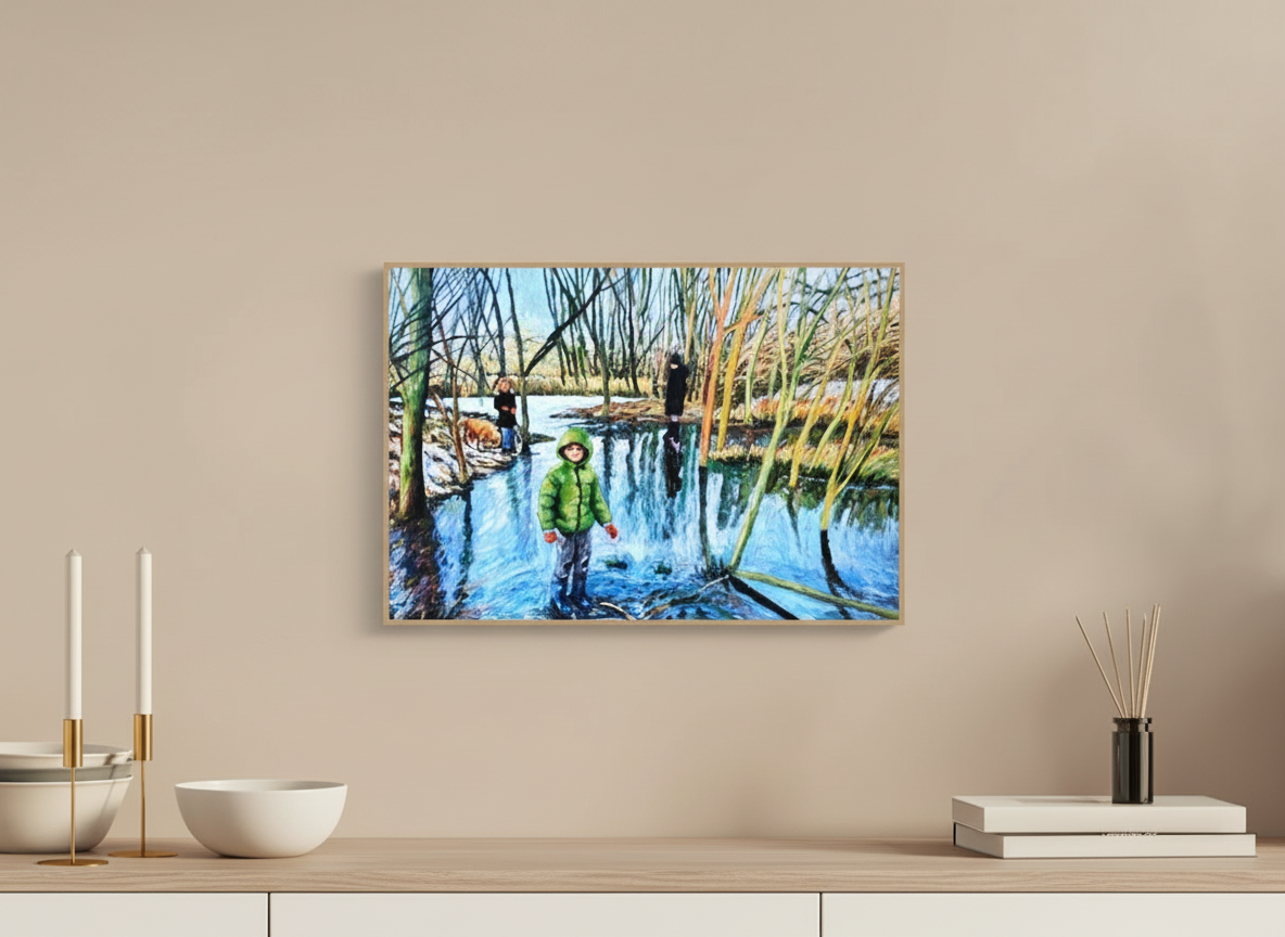 43.5 x 30 cm, solid wood art box- natural oak winter