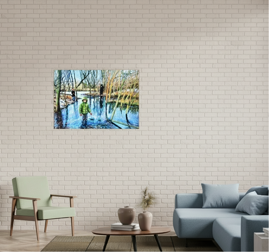 101.5 x 70 cm, solid wood art box- natural oak winter