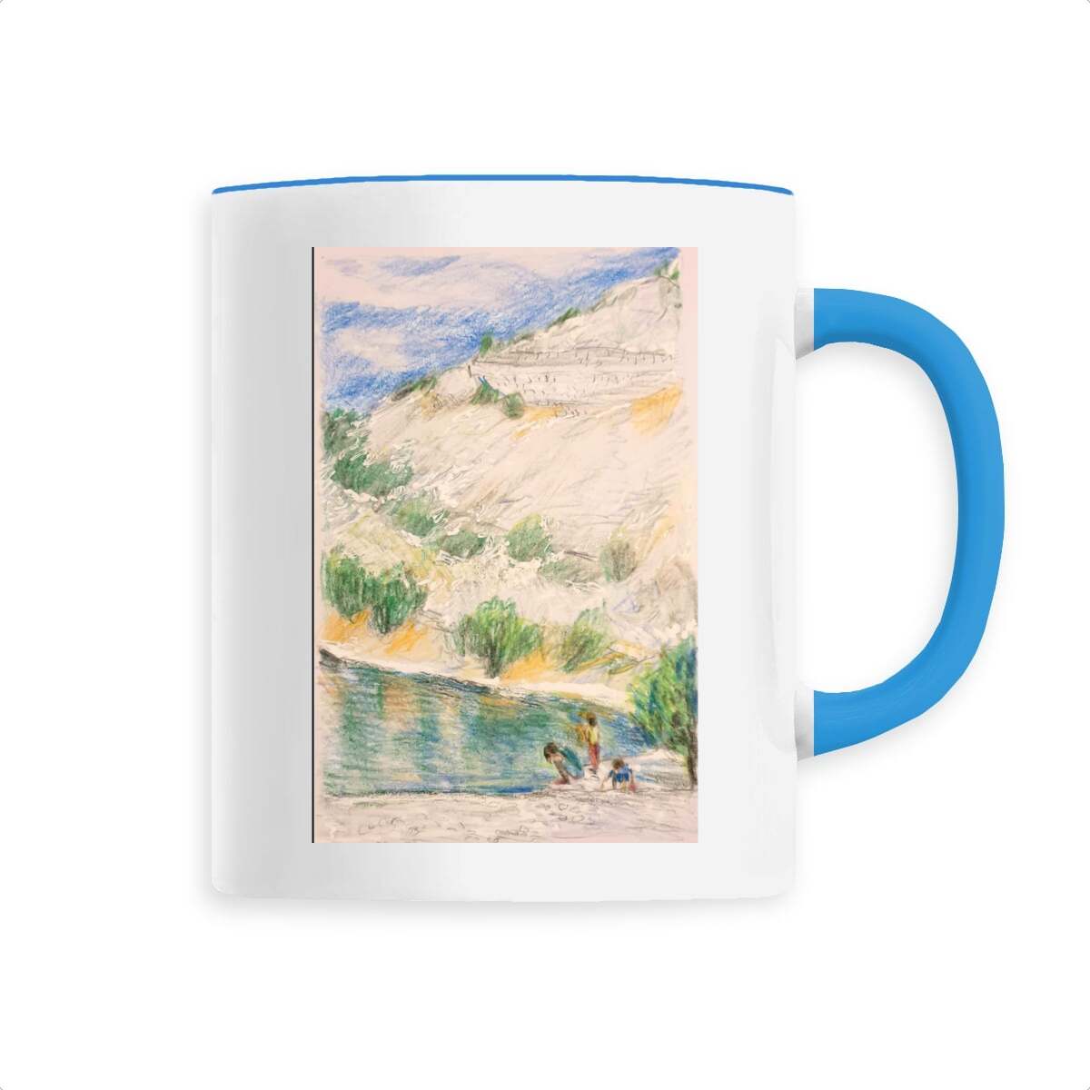 Ceramic mug premium-LAKE UNDER THE HILL