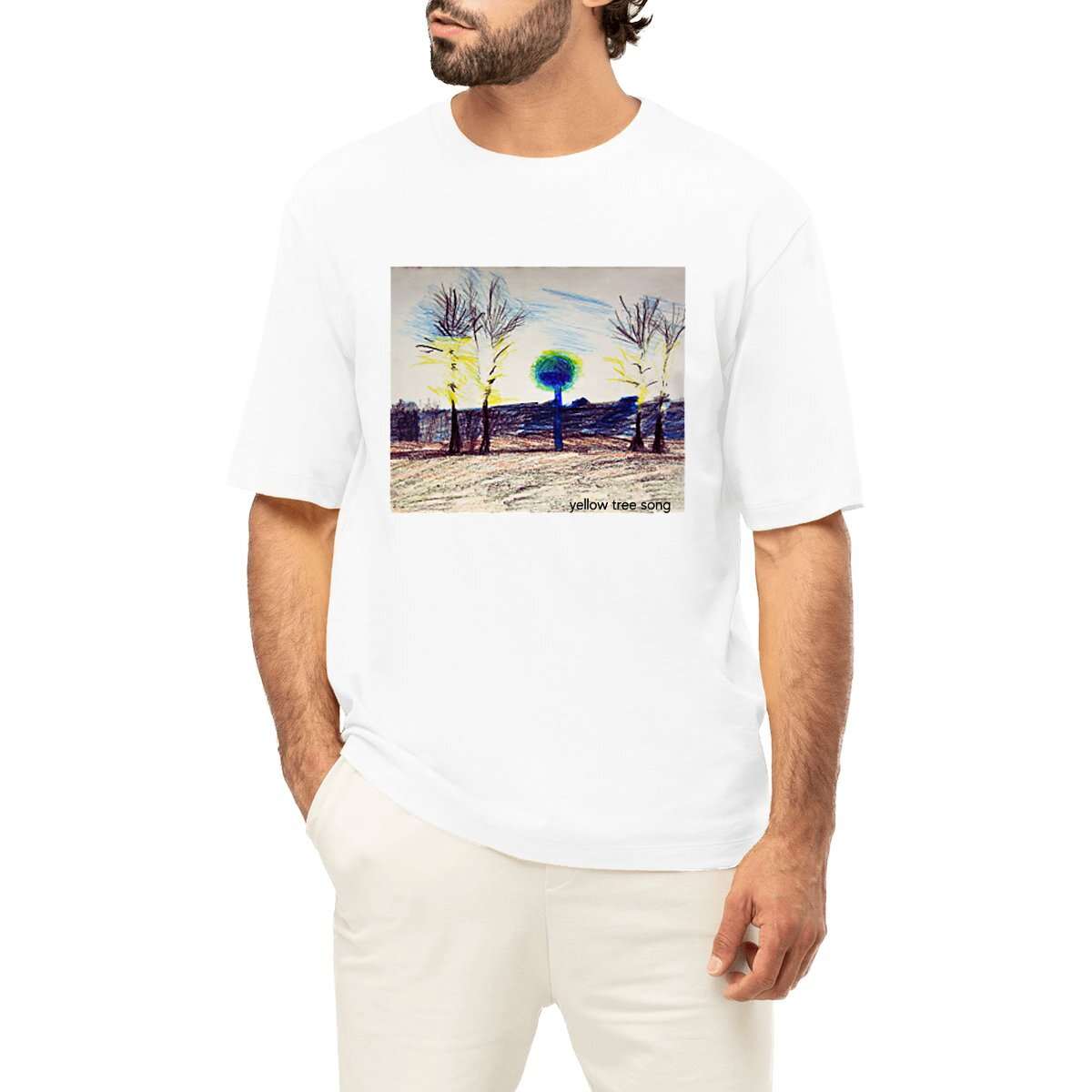 Men's oversized t-shirt Premium Plus-YELLOW TREE SONG